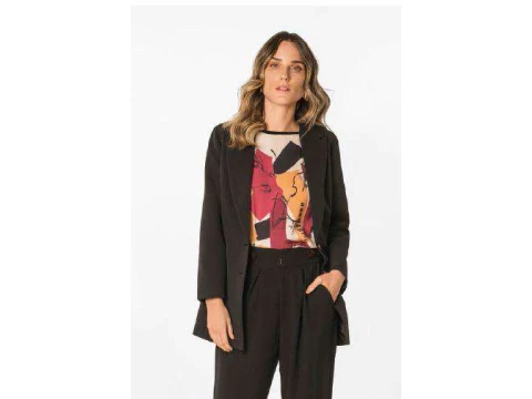 BLAZER ALFAIATARIA BOTÃO MORENA ROSA 105499 - Preto