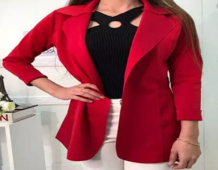 BLAZER ALONGADO NEOPRENE HUIJIE - Vermelho