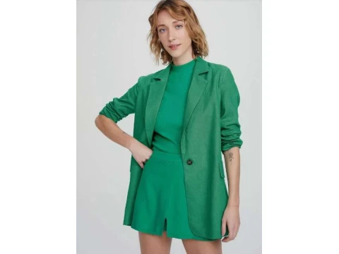 BLAZER BÁSICO FEMININO OVERSIZED LINHO HERING K4RV - Verde