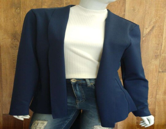BLAZER COM RECORTE A FIO MARIA VALENTINA 105481 - Marinho