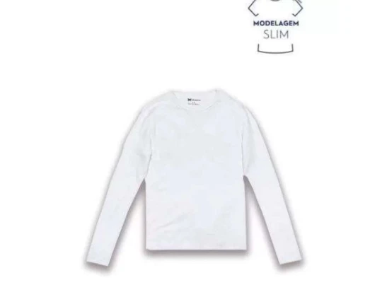 BLUSA BÁSICA MANGA LONGA FEMININA HERING 02QY - Branco