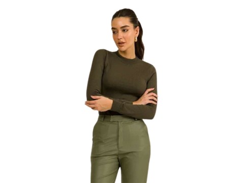 BLUSA BASICA TRICOT BYA BEAUTIFULL 30652 - Marrom