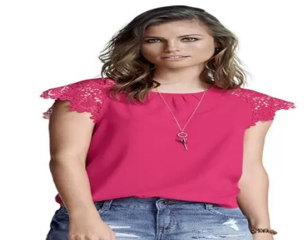 BLUSA COM RENDA FEMININA HERING K0FW - Rosa