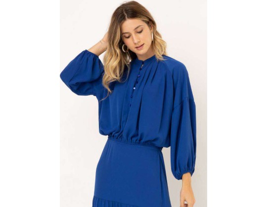 BLUSA CREPE DECOTE FRANZIDO SEIKI 321030 - Azul