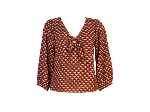 BLUSA CREPE EST. LAÇO NO BUSTO SEIKI 520664 - Caramelo