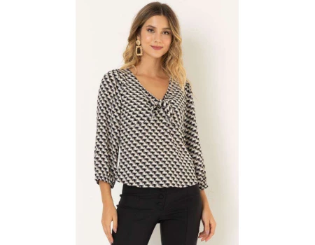 BLUSA CREPE EST. LAÇO NO BUSTO SEIKI 520664 - Preto