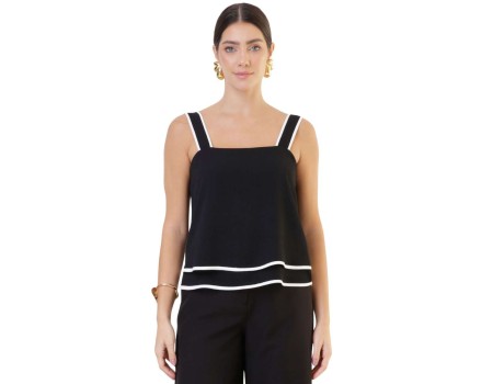 BLUSA CREPE TEXTURIZADA SEIKI 221201 - Preto