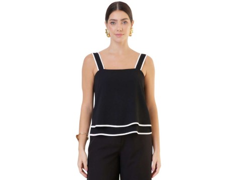 BLUSA CREPE TEXTURIZADA SEIKI 221201 - Preto