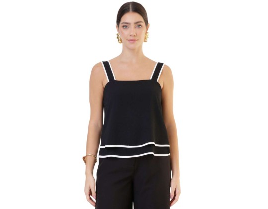 BLUSA CREPE TEXTURIZADA SEIKI 221201 - Preto