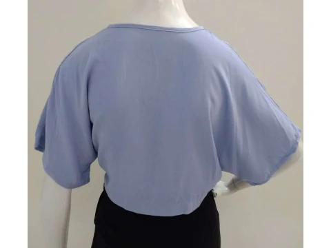 BLUSA CROPPED AMARRAÇÃO MANGA AMPLA FIORELLA - Azul