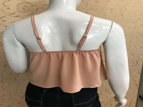 BLUSA CROPPED BABADO - Nude