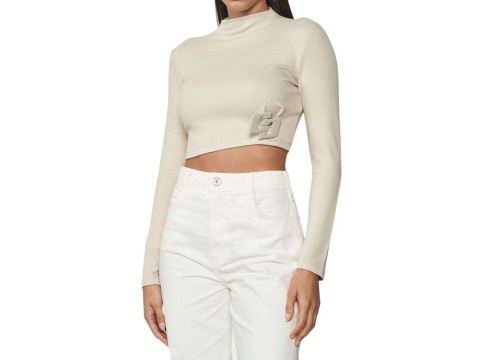 BLUSA CROPPED SLIM COLCCI 036.01.18344 - Creme