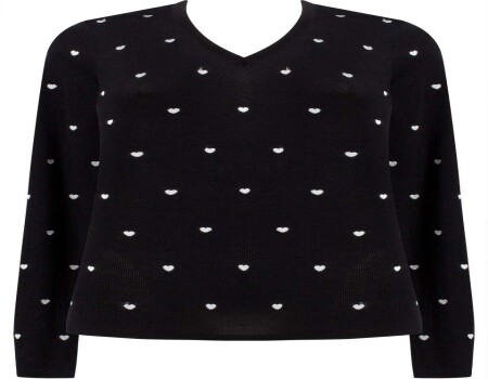 BLUSA DE FIO BORDADA DECOTE V SEIKI 830326 - Preto