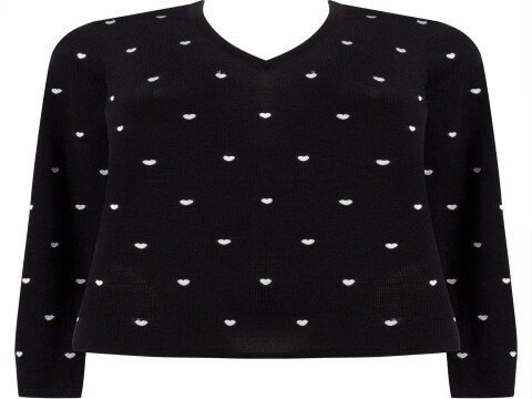 BLUSA DE FIO BORDADA DECOTE V SEIKI 830326 - Preto