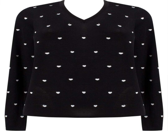 BLUSA DE FIO BORDADA DECOTE V SEIKI 830326 - Preto