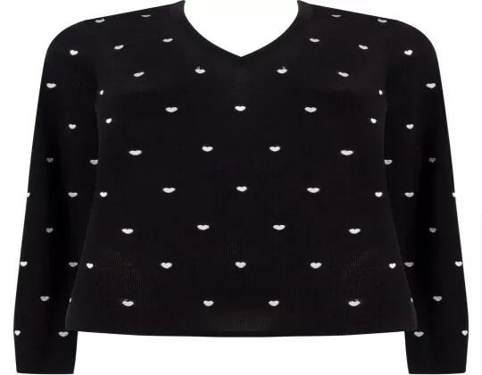 BLUSA DE FIO BORDADA DECOTE V SEIKI 830326 - Preto