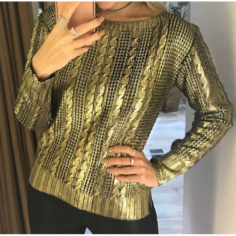 blusa tricot dourada