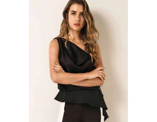 BLUSA DECOTE DEGAGE CAVADA MORENA ROSA 107536 - Preto