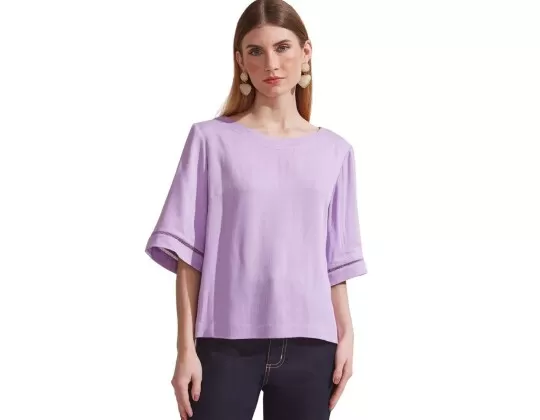 BLUSA DECOTE MC ENTREMEIO MARIA VALENTINA 108222 - Lilas