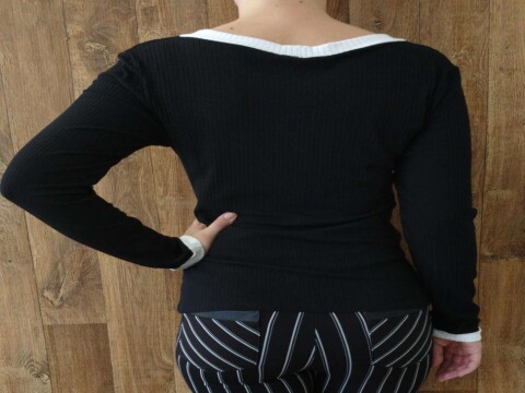 BLUSA DECOTE REDONDO MANGA MARIA VALENTINA 105520 - Preto