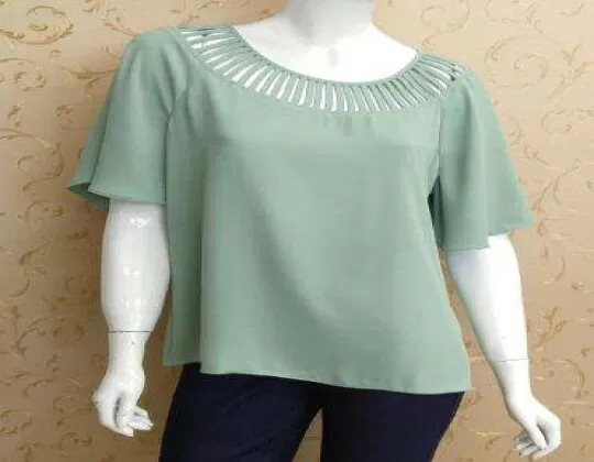 BLUSA DECOTE REDONDO MARIA VALENTINA 105378 - Verde