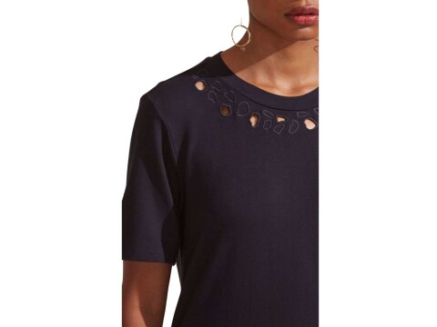 BLUSA DECOTE REDONDO MARIA VALENTINA 108204 - Preto