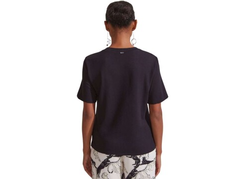 BLUSA DECOTE REDONDO MARIA VALENTINA 108204 - Preto
