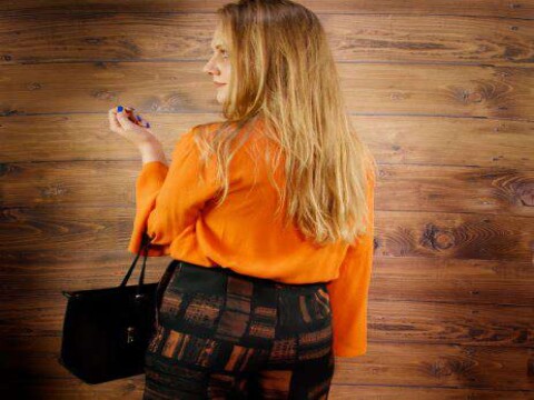 BLUSA DECOTE TRANSPASSADO MORENA ROSA 108669 - Laranja