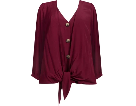BLUSA DUPLA CREPE COM AMARRAÇÃO SEIKI 720198 - Vinho