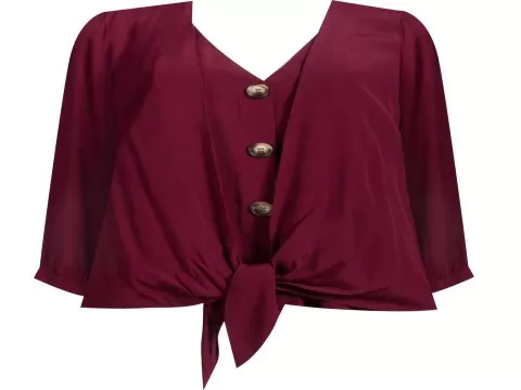 BLUSA DUPLA CREPE COM AMARRAÇÃO SEIKI 720198 - Vinho