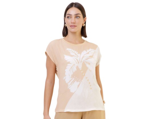 BLUSA ESTAMPADA SEIKI 631518 - Caramelo
