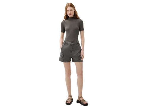 BLUSA FEM TRICOT GOLA ALTA HERING K5G4 - Cinza escuro