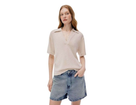 BLUSA FEM TRICOT HERING K6AB - Bege
