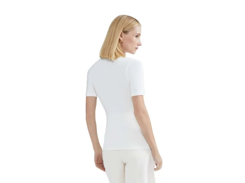 BLUSA FEMININA MANGA CURTA GOLA ALTA HERING 4EZV - Off white