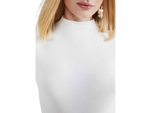 BLUSA FEMININA MANGA CURTA GOLA ALTA HERING 4EZV - Off white