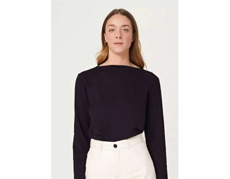 BLUSA FEMININA ML DECOTE CANOA HERING 4FCV - Preto