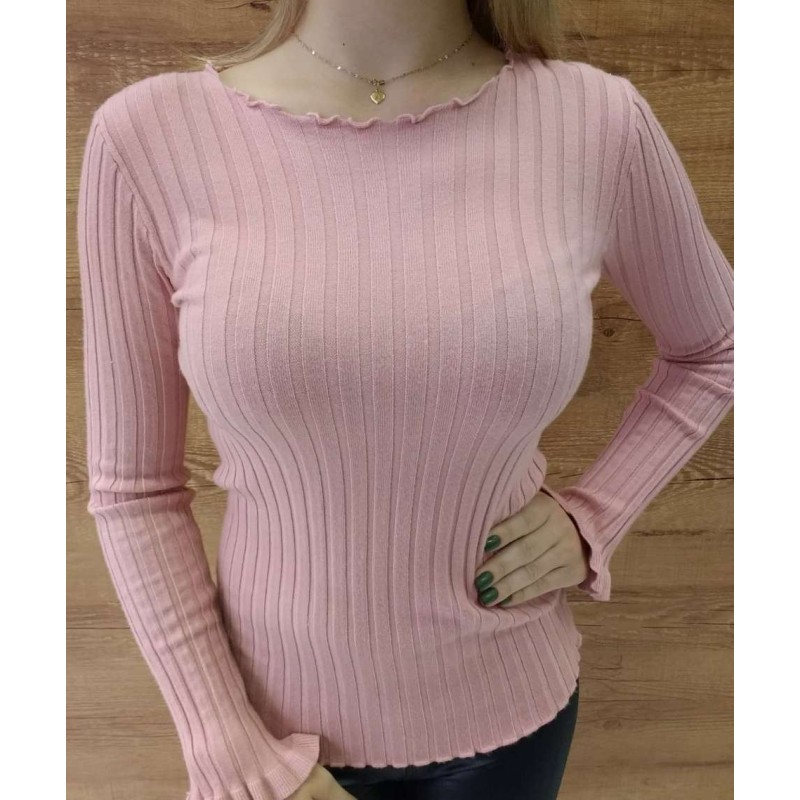blusa de fio rosa