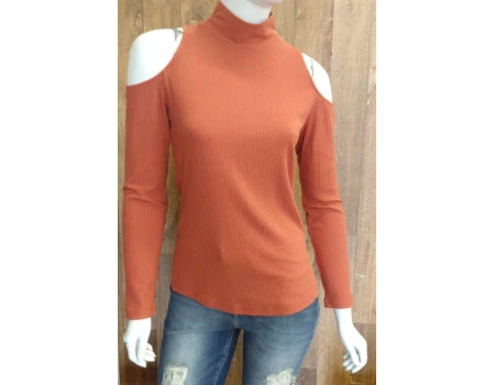 BLUSA GOLA ALTA MANGA LONGA MORENA ROSA 107717 - Telha