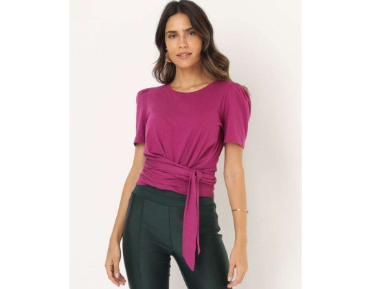 BLUSA MALHA ALGODÃO COM AMARRAÇÃO SEIKI 331037 - Roxo