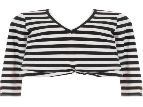 BLUSA MALHA CREPE LISTR.MG COMPR. SEIKI 431070 - Preto