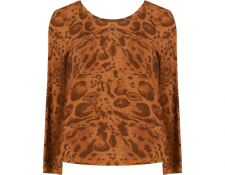 BLUSA MALHA ESTAMPADA ONÇA SEIKI 330777 - Caramelo