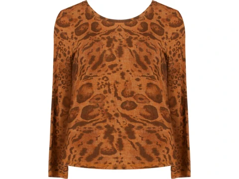 BLUSA MALHA ESTAMPADA ONÇA SEIKI 330777 - Caramelo BLUSA MALHA ESTAMPADA ONÇA SEIKI 330777 - Caramelo