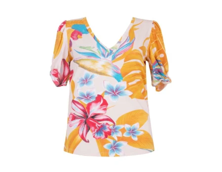 BLUSA MALHA VISCOSE C/DET NO NA MANGA SEIKI 730419 - Amarelo
