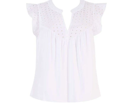 BLUSA MALHA VISCOSE DETALHE EM LAISE SEIKI 431034 - Branco