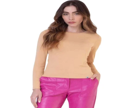 BLUSA MALHA VISCOSE MG LONGA SEIKI 130009 - Caqui