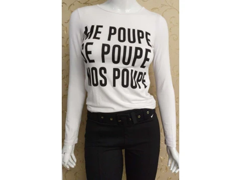 BLUSA MANGA LONGA ESTAMPADA FEMININA - Preto