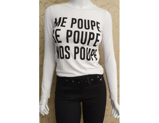 BLUSA MANGA LONGA ESTAMPADA FEMININA - Preto