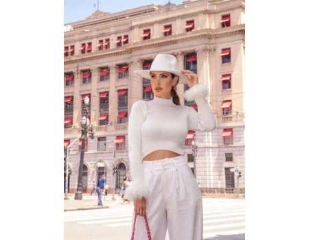 BLUSA MILÃO PLUMAS VERA TRICOT 04607 - Branco