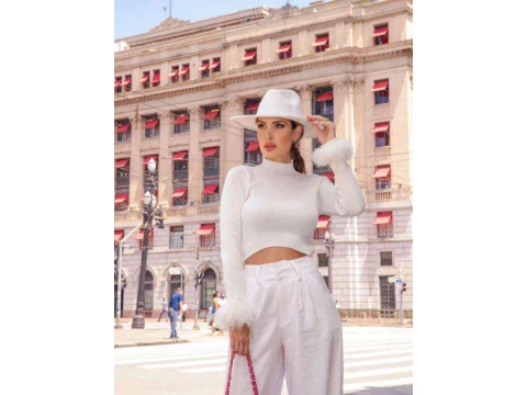 BLUSA MILÃO PLUMAS VERA TRICOT 04607 - Branco
