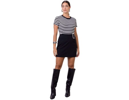 BLUSA RIBANA LISTRADA SEIKI 631564 - Preto e branco
